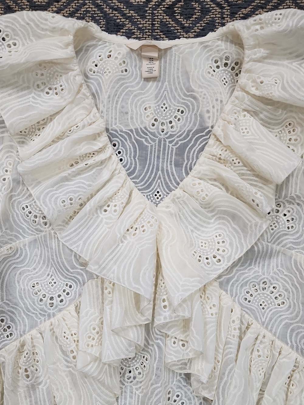 H&M Cream Frill Trimmed Long Sleeve Ruffle Blouse - Picture 6 of 12